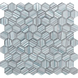 Apollo Tile (Sample) Glacier Blue and Gray 4-in x 4-in Polished Glass Honeycomb Mosaic Floor and Wall Tile