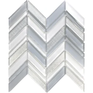 Apollo Tile (Sample) Glacier Blue and White 4-in x 4-in Multi-finish Glass Chevron Mosaic Floor and Wall Tile