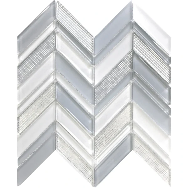 Apollo Tile (Sample) Glacier Blue and White 4-in x 4-in Multi-finish Glass Chevron Mosaic Floor and Wall Tile