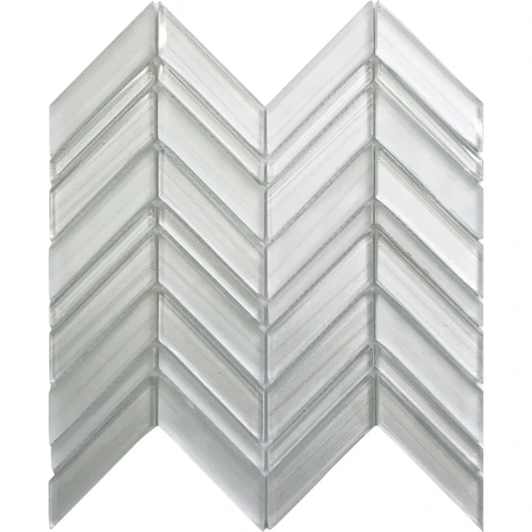 Apollo Tile (Sample) Glacier Pearl White 4-in x 4-in Polished Glass Chevron Mosaic Floor and Wall Tile