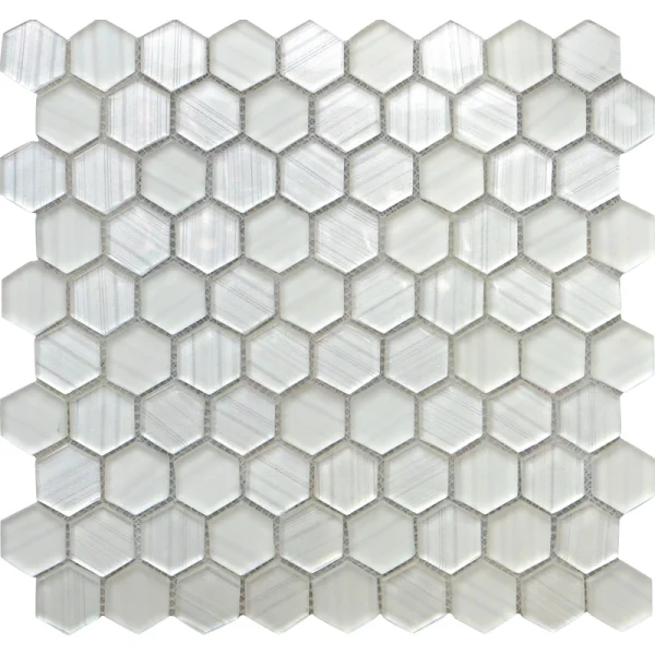 Apollo Tile (Sample) Glacier Pearl White 4-in x 4-in Polished Glass Honeycomb Mosaic Floor and Wall Tile