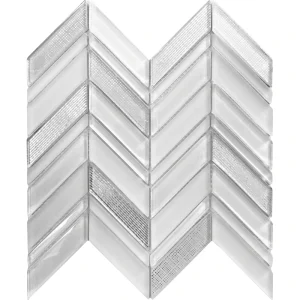 Apollo Tile (Sample) Glacier White and Gray 4-in x 4-in Polished Glass Chevron Mosaic Floor and Wall Tile