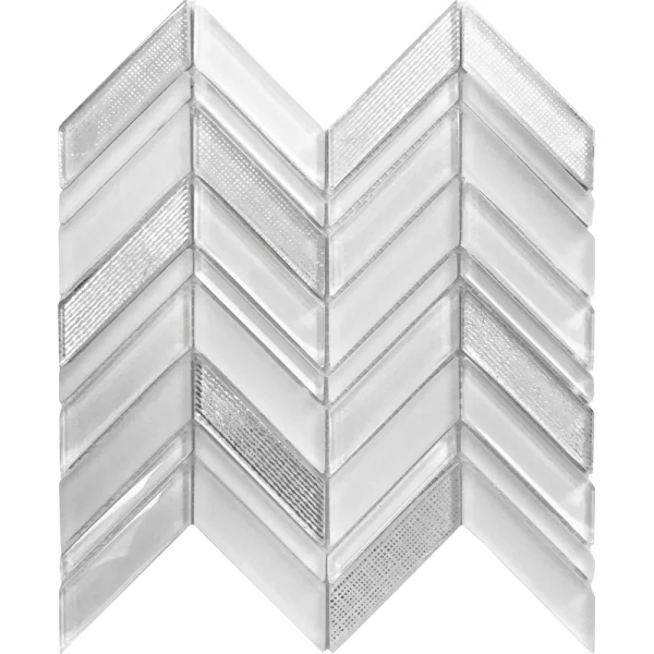 Apollo Tile (Sample) Glacier White and Gray 4-in x 4-in Polished Glass Chevron Mosaic Floor and Wall Tile