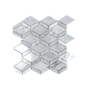 Apollo Tile (Sample) Gray 4-in x 4-in Carrara-look Marble Diamond Mosaic Floor and Wall Tile
