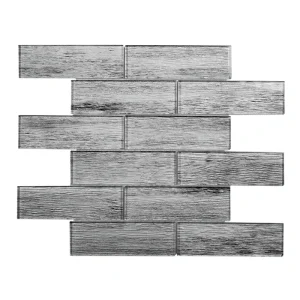Apollo Tile (Sample) Gray 4-in x 4-in Glossy Glass Brick Wood Look Floor and Wall Tile