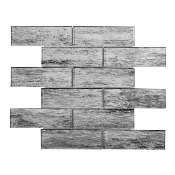 Apollo Tile (Sample) Gray 4-in x 4-in Glossy Glass Brick Wood Look Floor and Wall Tile