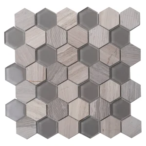 Apollo Tile (Sample) Gray 4-in x 4-in Glossy Glass Honeycomb Floor and Wall Tile