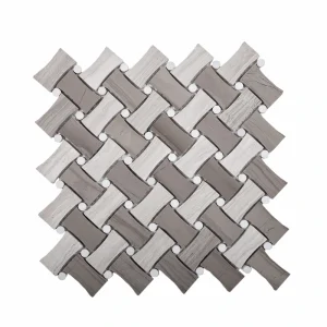 Apollo Tile (Sample) Gray 4-in x 4-in Polished Marble Basketweave Wood Look Floor and Wall Tile