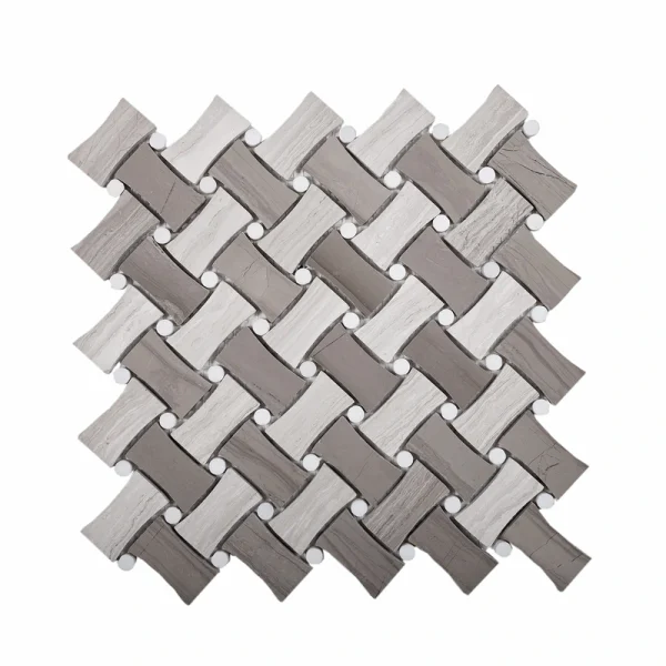Apollo Tile (Sample) Gray 4-in x 4-in Polished Marble Basketweave Wood Look Floor and Wall Tile