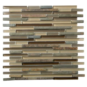 Apollo Tile (Sample) Gray and Beige 4-in x 6-in Matte Glass/Metal/Stone Marble Linear Mosaic Floor and Wall Tile
