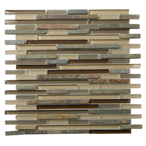 Apollo Tile (Sample) Gray and Beige 4-in x 6-in Matte Glass/Metal/Stone Marble Linear Mosaic Floor and Wall Tile