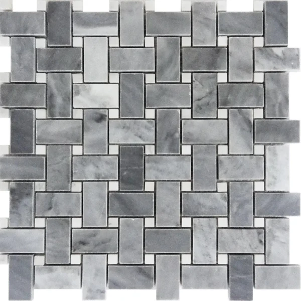 Apollo Tile (Sample) Indigo Porpoise Gray 4-in x 4-in Polished Marble Basketweave Marble Look Floor and Wall Tile