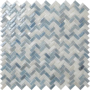 Apollo Tile (Sample) Majeste Blue 4-in x 4-in Matte Glass Herringbone Patterned Floor and Wall Tile