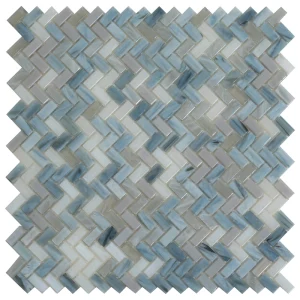 Apollo Tile (Sample) Majeste Blue Gray 4-in x 4-in Matte Glass Herringbone Mosaic Floor and Wall Tile