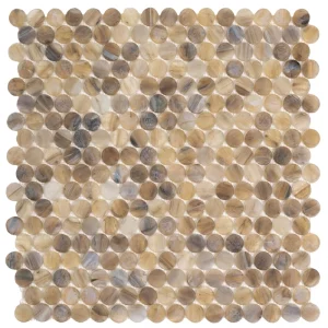 Apollo Tile (Sample) Majeste Brown 4-in x 4-in Glossy Glass Penny Round Mosaic Floor and Wall Tile