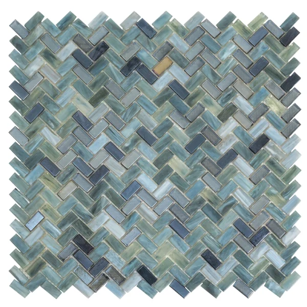 Apollo Tile (Sample) Majeste Dark Gray 4-in x 4-in Matte Glass Herringbone Mosaic Floor and Wall Tile