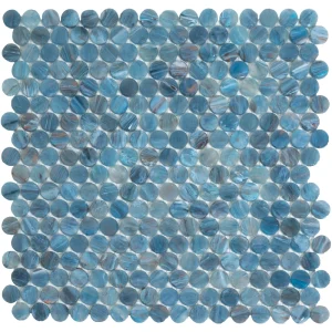Apollo Tile (Sample) Majeste Denim Blue 4-in x 4-in Glossy Glass Penny Round Patterned Floor and Wall Tile