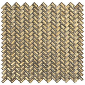 Apollo Tile (Sample) Majeste Gold 4-in x 4-in Matte Glass Herringbone Mosaic Floor and Wall Tile