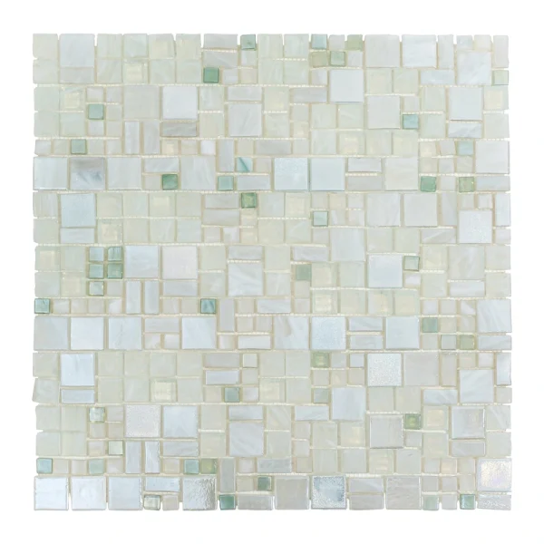 Apollo Tile (Sample) Majeste White 4-in x 4-in Glossy Glass Mixed Pattern Patterned Floor and Wall Tile