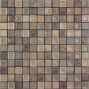 Apollo Tile (Sample) Mini Square Beige and Brown 4-in x 4-in Glossy Glass/Metal/Stone Marble Floor and Wall Tile