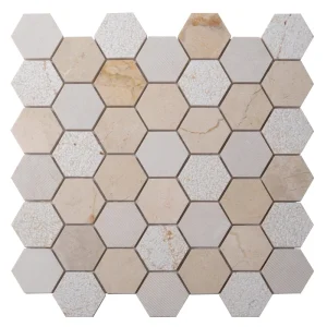 Apollo Tile (Sample) Sparta Beige 4-in x 4-in Polished Marble Honeycomb Mosaic Floor and Wall Tile