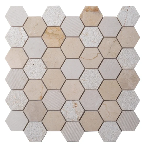 Apollo Tile (Sample) Sparta Beige 4-in x 4-in Polished Marble Honeycomb Mosaic Floor and Wall Tile