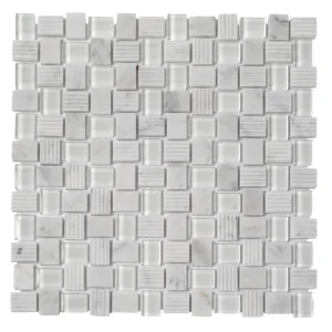 Apollo Tile (Sample) Sparta Gray 4-in x 4-in Polished Marble Basketweave Mosaic Floor and Wall Tile