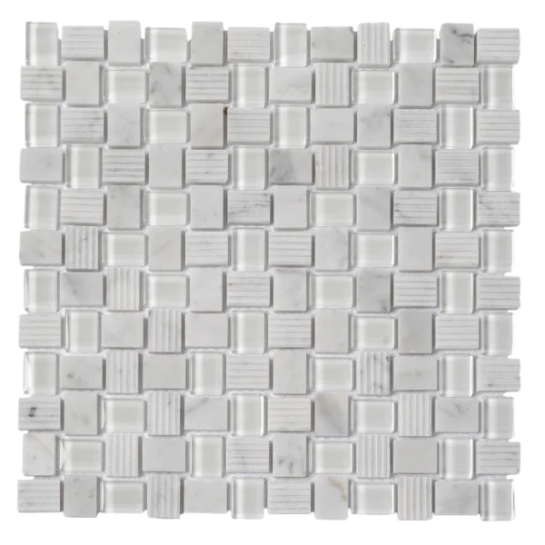 Apollo Tile (Sample) Sparta Gray 4-in x 4-in Polished Marble Basketweave Mosaic Floor and Wall Tile