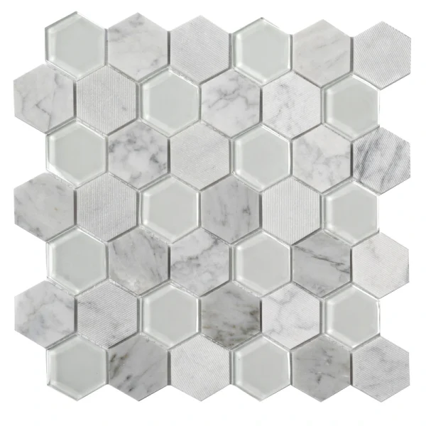 Apollo Tile (Sample) Sparta Gray 4-in x 4-in Polished Marble Honeycomb Mosaic Floor and Wall Tile