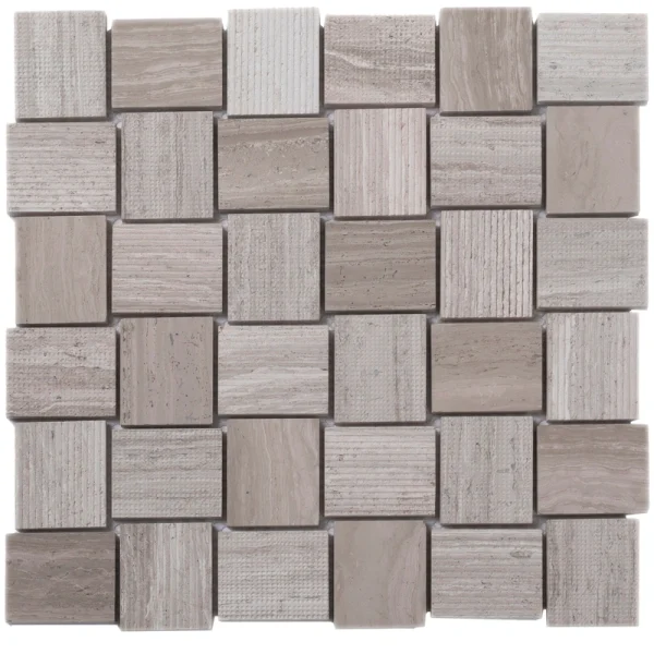 Apollo Tile (Sample) Sparta Wooden Beige 4-in x 4-in Polished Marble Basketweave Mosaic Floor and Wall Tile