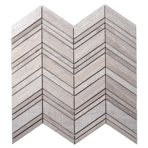 Apollo Tile (Sample) Sparta Wooden Beige 4-in x 4-in Polished Marble Chevron Mosaic Floor and Wall Tile