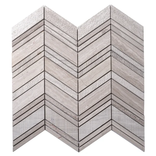 Apollo Tile (Sample) Sparta Wooden Beige 4-in x 4-in Polished Marble Chevron Mosaic Floor and Wall Tile
