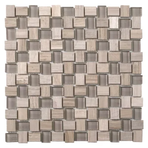 Apollo Tile (Sample) Sparta Wooden Gray 4-in x 4-in Polished Marble Basketweave Patterned Floor and Wall Tile