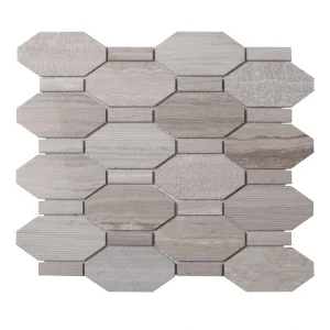 Apollo Tile (Sample) Sparta Wooden Gray 4-in x 4-in Polished Marble Honeycomb Wood Look Floor and Wall Tile