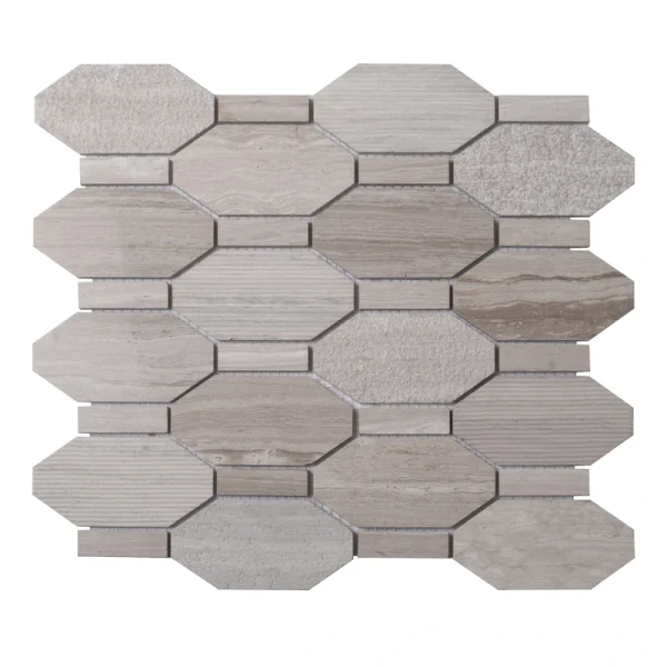 Apollo Tile (Sample) Sparta Wooden Gray 4-in x 4-in Polished Marble Honeycomb Wood Look Floor and Wall Tile