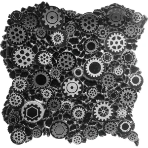 Apollo Tile (Sample) Wall Black 4-in x 4-in Glossy Glass Circular Patterned Wall Tile