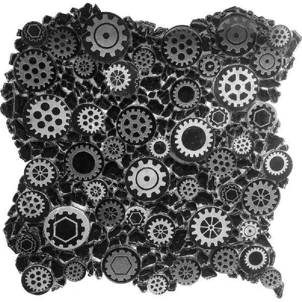 Apollo Tile (Sample) Wall Black 4-in x 4-in Glossy Glass Circular Patterned Wall Tile