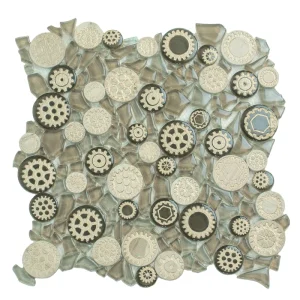 Apollo Tile (Sample) Wall Brown 4-in x 4-in Glossy Glass Circular Patterned Wall Tile