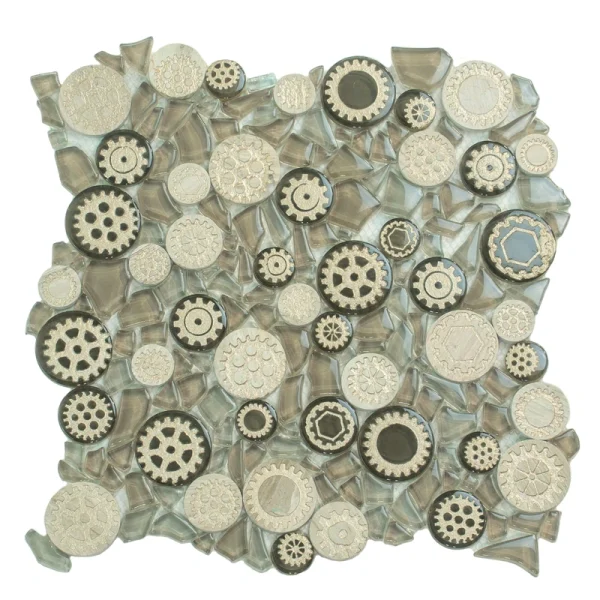 Apollo Tile (Sample) Wall Brown 4-in x 4-in Glossy Glass Circular Patterned Wall Tile