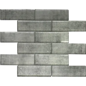Apollo Tile (Sample) Wall Dark Gray 4-in x 4-in Glossy Glass Brick Patterned Wall Tile