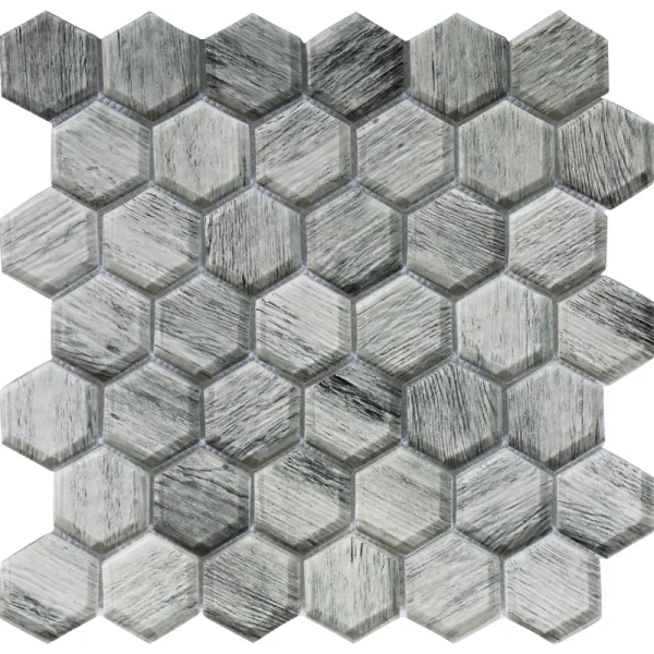 Apollo Tile (Sample) Wall Gray 4-in x 4-in Glossy Glass Honeycomb Patterned Wall Tile