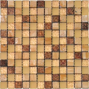 Apollo Tile (Sample) Wall Tile Mini Square Beige 4-in x 4-in Glossy Glass/Metal/Stone Marble Wall Tile