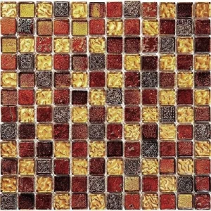 Apollo Tile (Sample) Wall Tile Mini Square Brown and Gold 4-in x 4-in Glossy Glass/Metal/Stone Marble Wall Tile