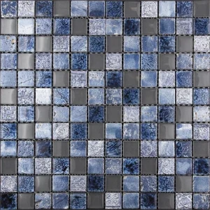 Apollo Tile (Sample) Wall Tile Mini Square Gray and Blue 4-in x 4-in Glossy Glass/Metal/Stone Marble Wall Tile