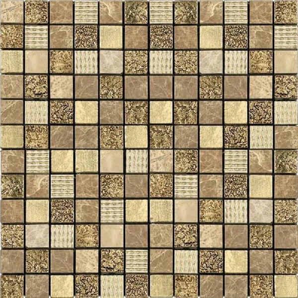 Apollo Tile (Sample) Wall Tile Square Chip Beige, Brown and Gold Beige 4-in x 4-in Polished Glass/Metal/Stone Marble Wall Tile