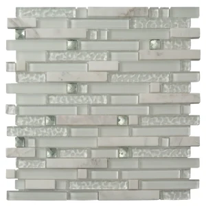 Apollo Tile (Sample) Wall Tile White 4-in x 6-in Multi-finish Glass/Metal/Stone Marble Linear Mosaic Wall Tile