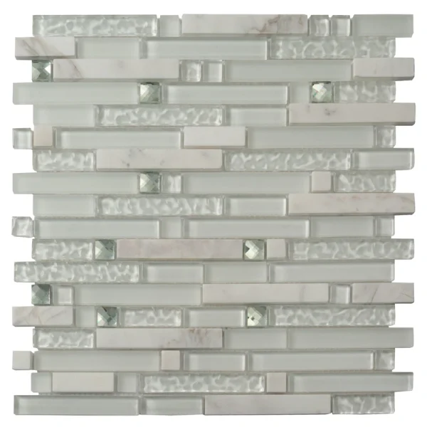 Apollo Tile (Sample) Wall Tile White 4-in x 6-in Multi-finish Glass/Metal/Stone Marble Linear Mosaic Wall Tile