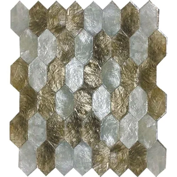 Apollo Tile (Sample) Wall White and Gold Natural Shell 4-in x 4-in Polished Marble Honeycomb Patterned Wall Tile