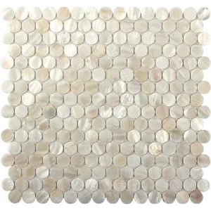 Apollo Tile (Sample) Wall White Natural Shell 4-in x 4-in Polished Marble Penny Round Patterned Wall Tile