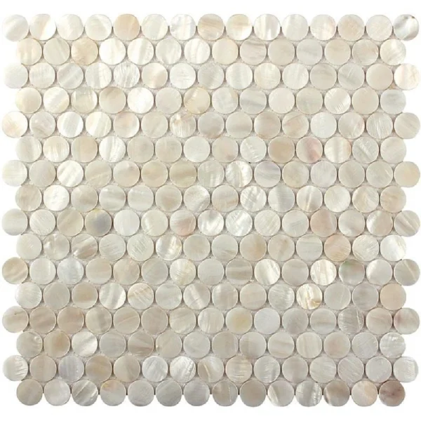 Apollo Tile (Sample) Wall White Natural Shell 4-in x 4-in Polished Marble Penny Round Patterned Wall Tile